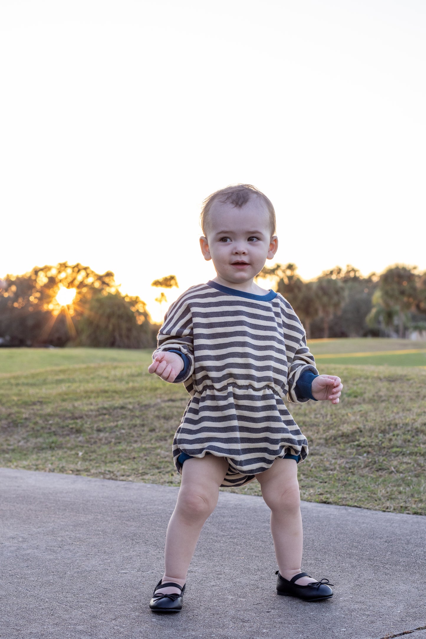 Laundered High Loop French Terry - Charcoal and Cream Stripe